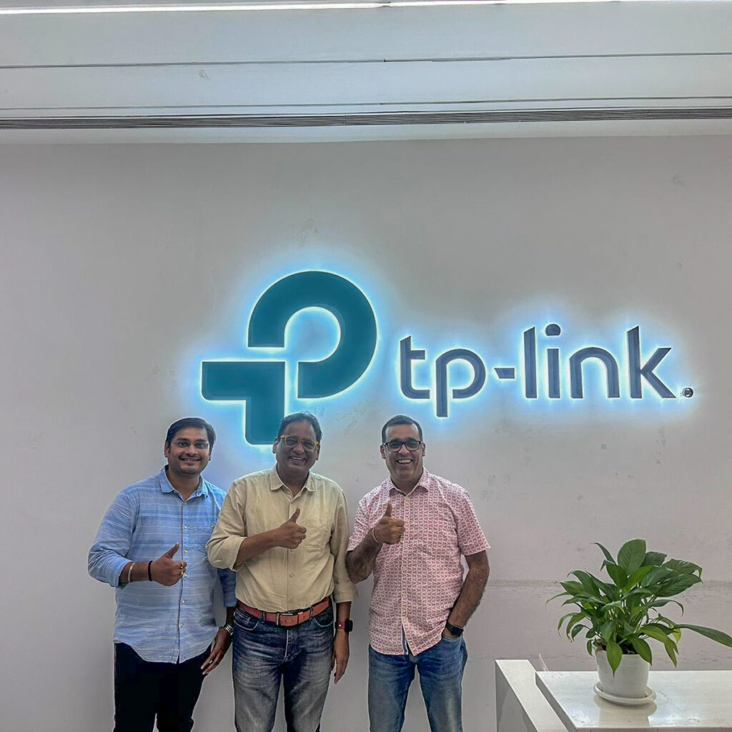 Sampath Iyengar, Sanjay Sehgal and Mohit Maheshpuria at the TP-Link India HQ