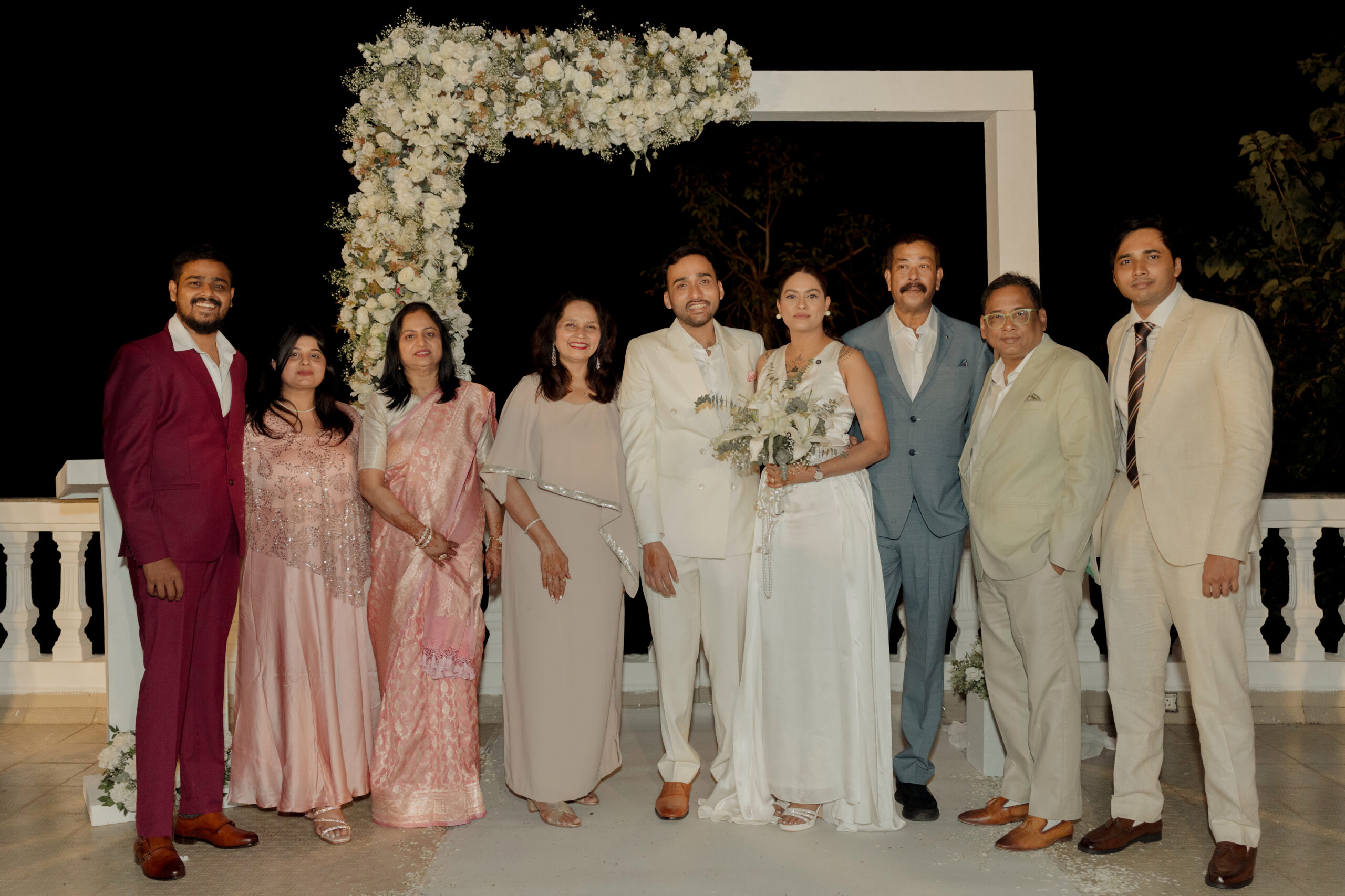 Iyengar family and D'Costa family together at Kunal Iyengar and Rachel D'Costa wedding Goa
