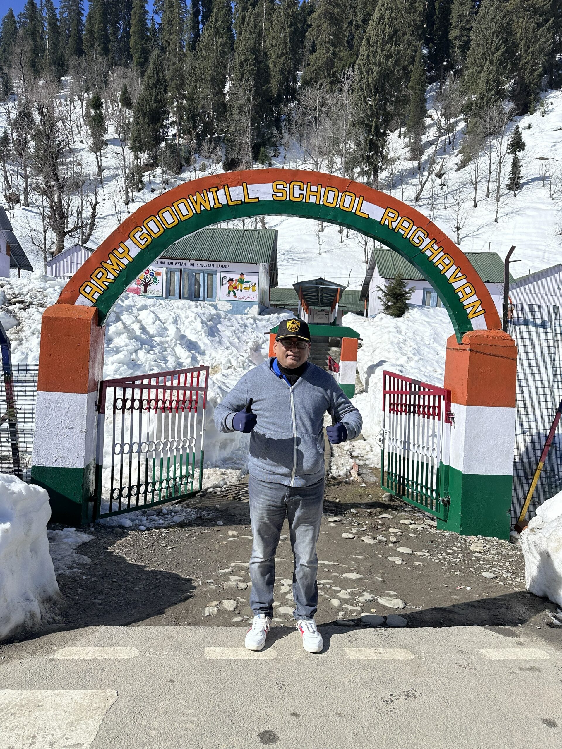 Sampath Iyengar at Army Goodwill School Raghavan Kashmir Rotary service project