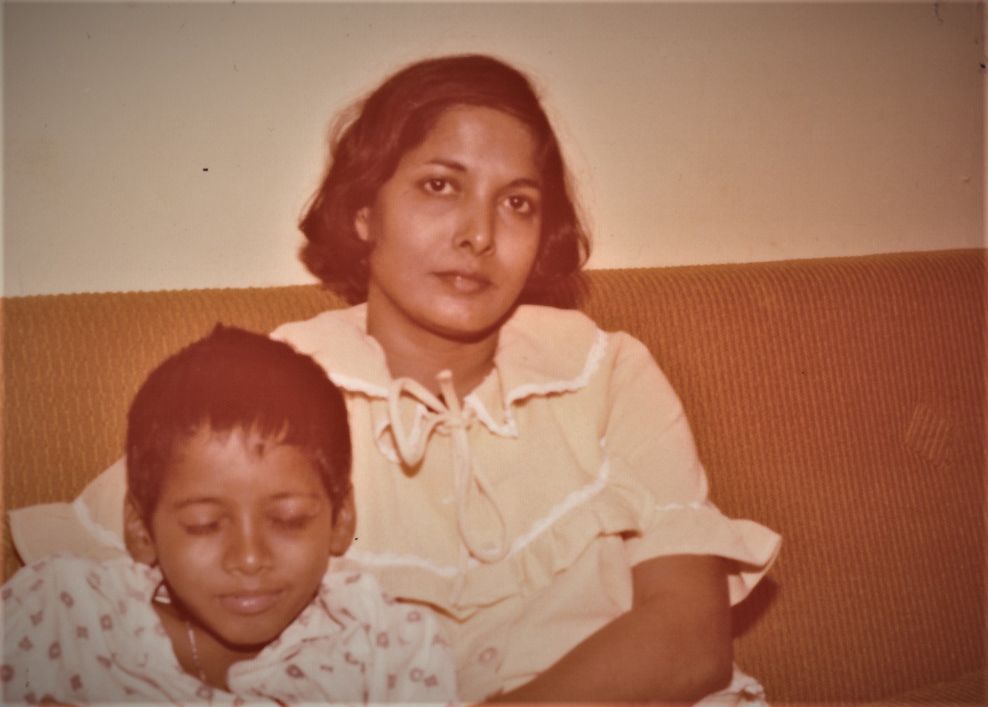Young Sampath Iyengar with his mother Laudina Iyengar in Dubai in the 1970s